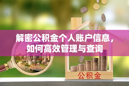 广饶解密公积金个人账户信息，如何高效管理与查询